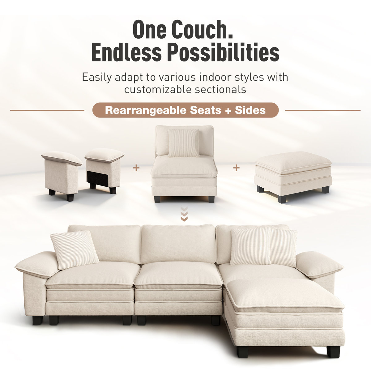 Deep Seat Sofa Chair With Throw Pillow